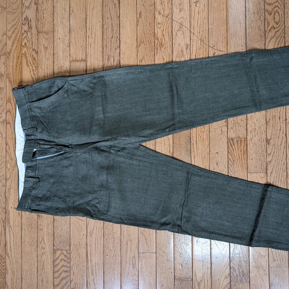 J. Crew Bowery Trouser 29/32 Green Linen